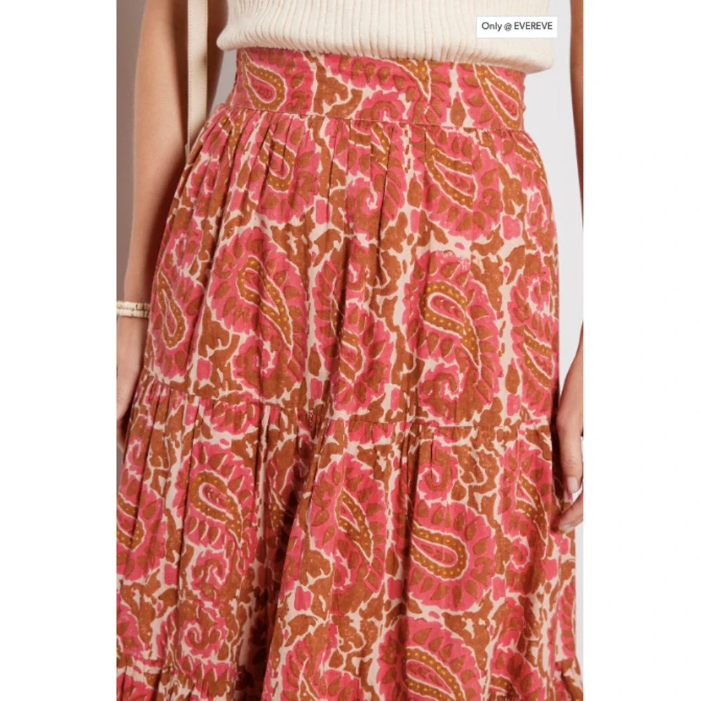 CLEOBELLA  NWT Jacinta Pink Brown Maxi Skirt with Pockets // M - Picture 2 of 14
